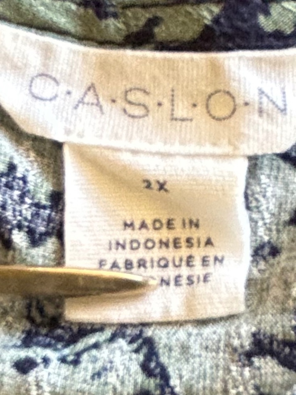 CASLON Green Navy Abstract Print Flutter Sleeve Babydoll Boho Top V-Neck 2X - Picture 7 of 8